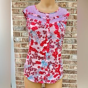 Lace Pink & Red Floral Candies Top